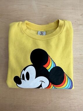 Disney Yellow Mickey Mouse Rainbow Graphic Sweatshirt
